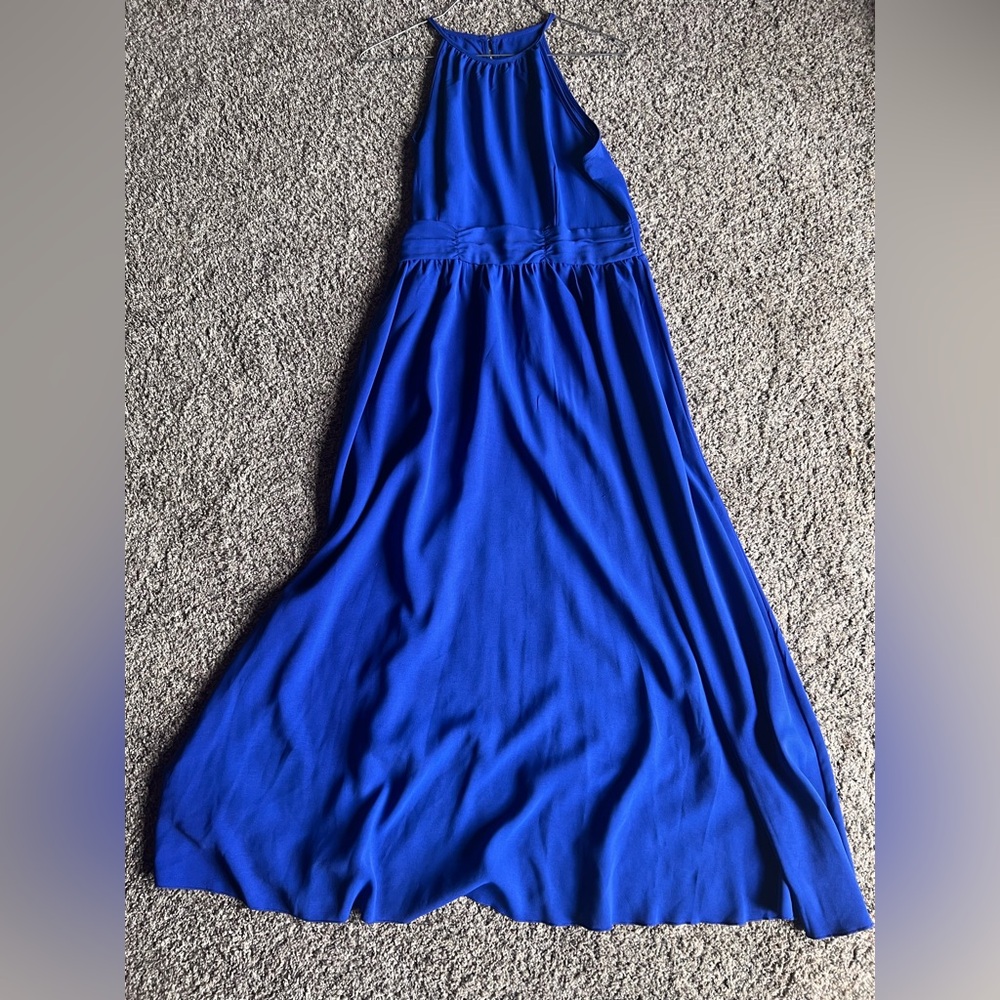 Elegant Royal Blue Halter Maxi Dress - Women's